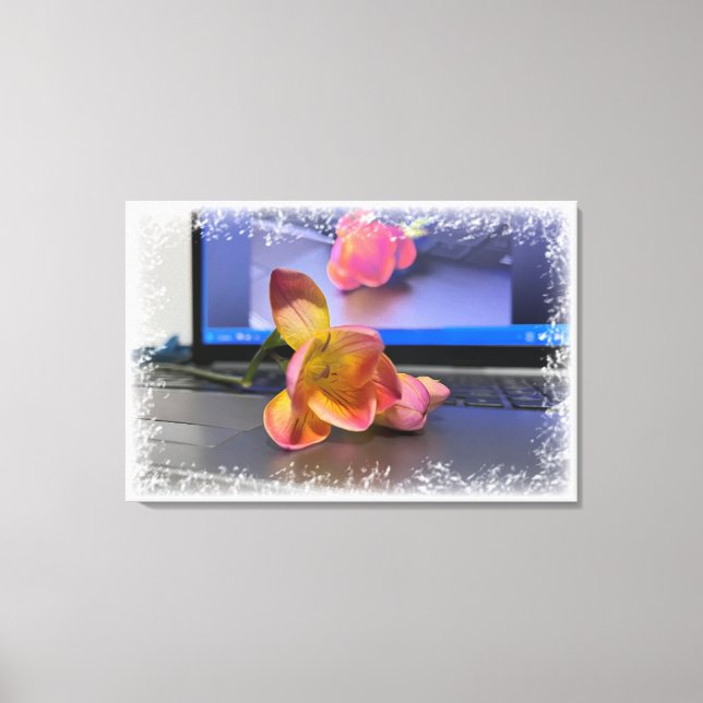 Freesia-blomman på tangentbord canvastryck (Framsida)
