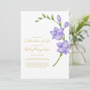 Freesia Celebration of Life Begravning Inbjudningar