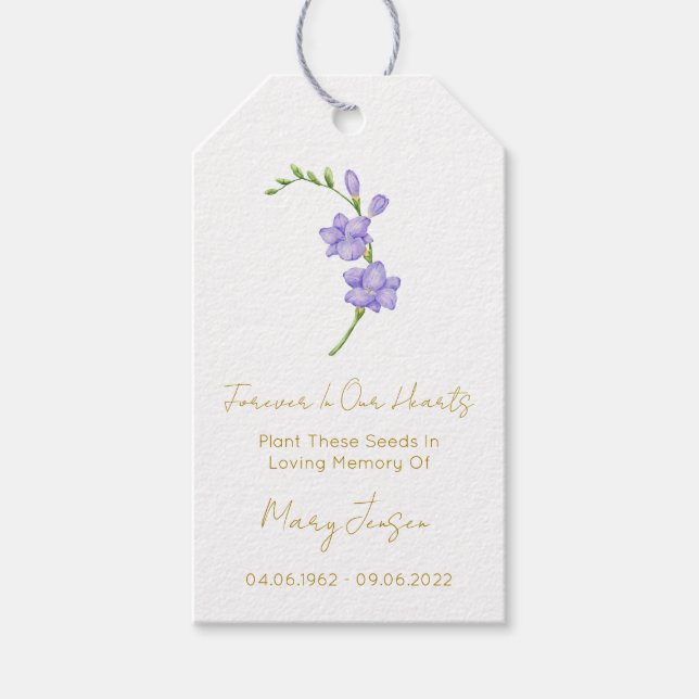 Freesia fröpaket begravning presentkort presentetikett (Framsidan)