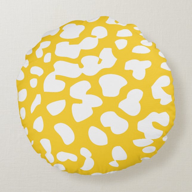 Freesia och White Leopard Print Round Pillow Rund Kudde (Baksidan)