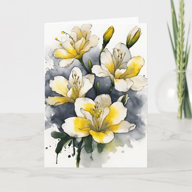 Freesia - Watercolor flowers Kort (Framsida)