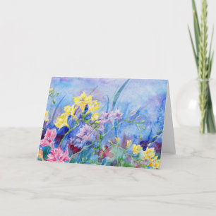 "Freesias" Blank Notecard Tack Kort