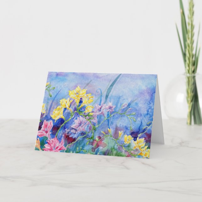 "Freesias" Blank Notecard Tack Kort (Framsida)