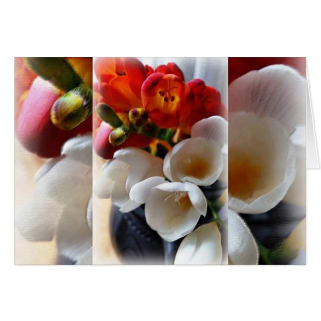 Freesias bouquet hälsningskort (Framsidan Horizontal)