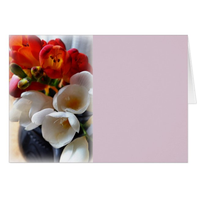 Freesias bouquet hälsningskort (Framsidan Horizontal)