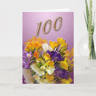 Freesias Lycklig 100:e födelsedagshälsningskort Kort