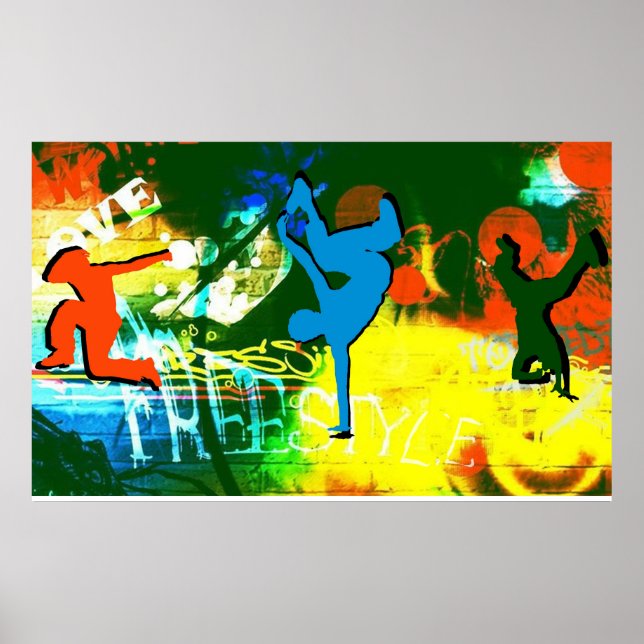 Freestyle Break Dance Graffiti Poster Hip hop (Framsidan)