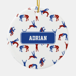 Freestyle Greco Roman Wrestling Mönster Julgransprydnad Keramik