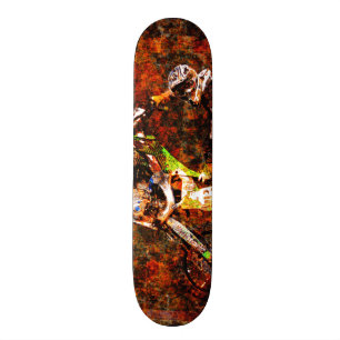 Freestyle Motocross Rider "On Fire" Mini Skateboard Bräda 18,5 Cm