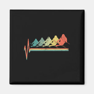 Freestyle Ski Skiing Skier Heartslag Retro Funny G Magnet