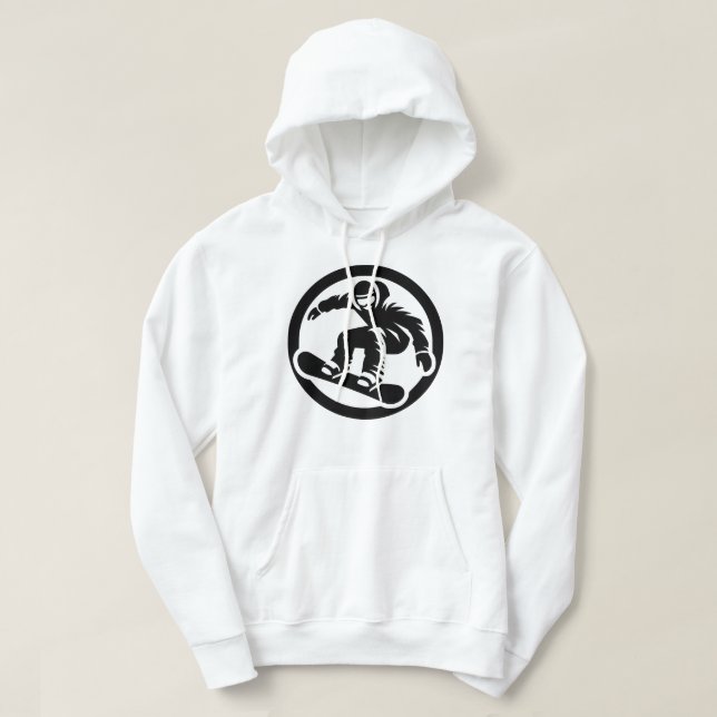 Freestyle Snowboarder Mid-Luft Jump Black and Whit Hoodie (Design framsida)