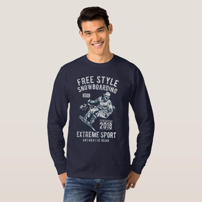 Freestyle Snowboarding 2018 Extreme Sports T Shirt (Hel framsida)