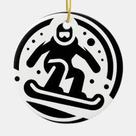 Freestyle Snowboarding Minimalist Black and White Julgransprydnad Keramik