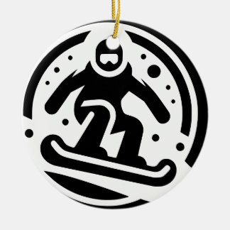 Freestyle Snowboarding Minimalist Black and White Julgransprydnad Keramik