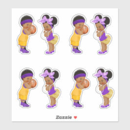 Freethrows eller Bows Lila Guld Basketball Boy Gir Klistermärken