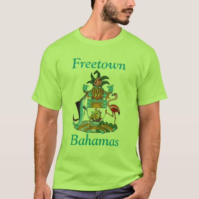Freetown, Bahamas med Jacka av Arm (Eleuthera) T Shirt (Framsida)