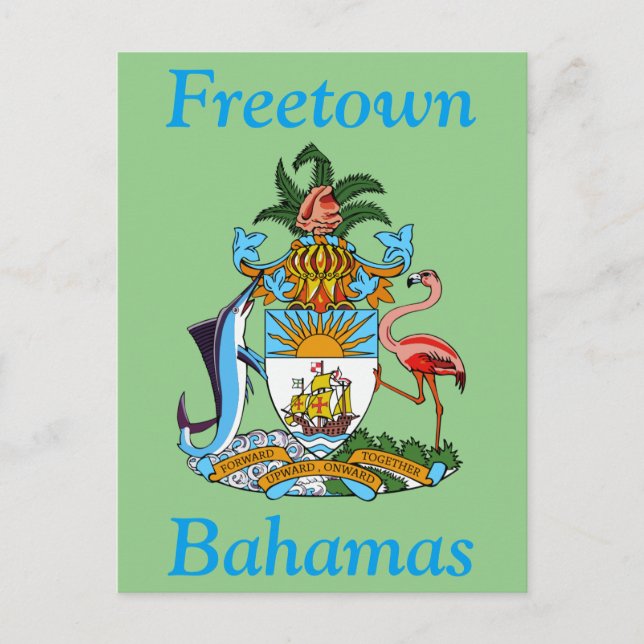 Freetown, Bahamas med vapen (Eleuthera) Vykort (Framsida)