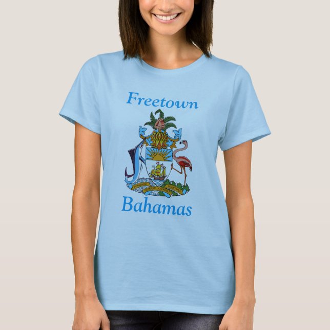 Freetown, Bahamas med vapensköld (Eleuthera) T Shirt (Framsida)