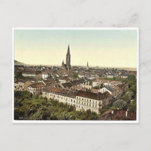 Freiburg, allmän vy, Baden, Tyskland klassisk Pho Vykort