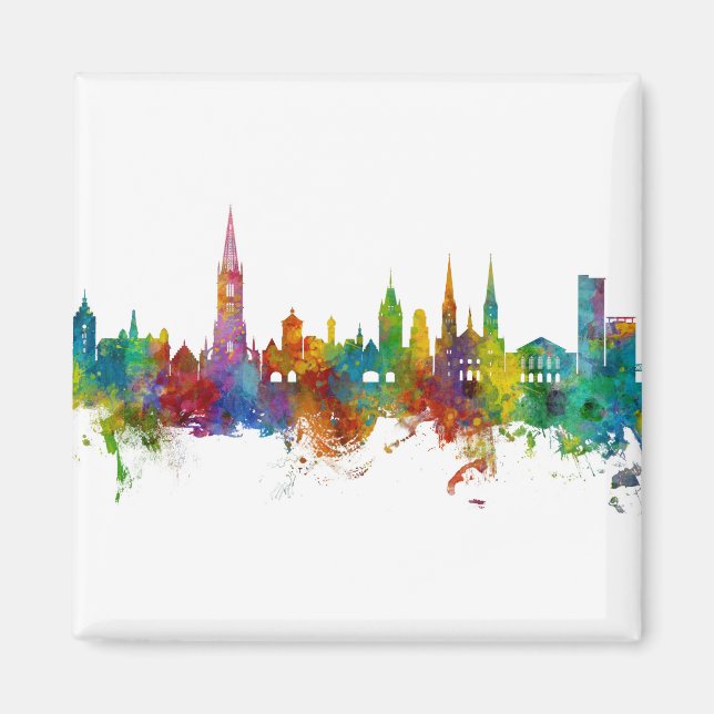 Freiburg Tyskland Skyline Magnet (Framsidan)