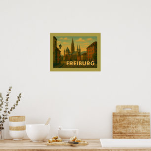 Freiburg Tyskland Stad Konst Poster