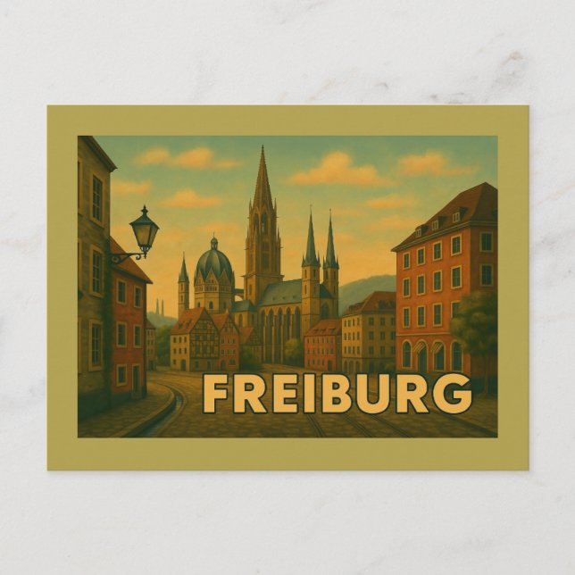 Freiburg Tyskland Stad Konst Vykort (Framsida)