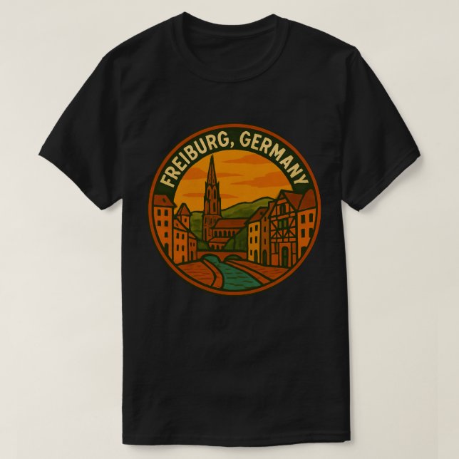 Freiburg Tyskland Stadsscen T Shirt (Design framsida)
