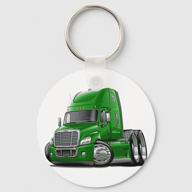Freightliner Cascadia Grönt Lastbil Nyckelring (Framsida)