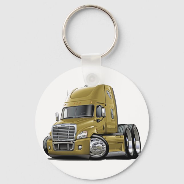 Freightliner Cascadia Guld Lastbil Nyckelring (Framsida)