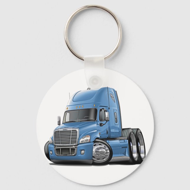 Freightliner Cascadia Lt Blue Lastbil Nyckelring (Framsida)