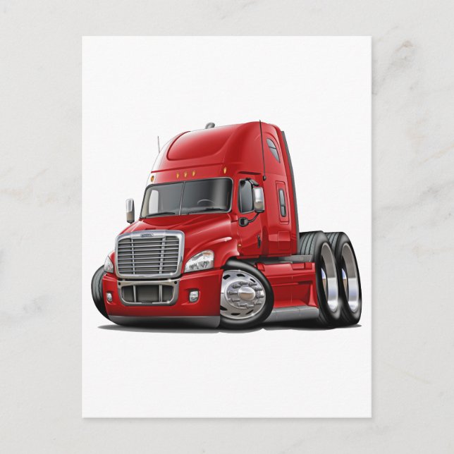 Freightliner Cascadia Red Lastbil Vykort (Framsida)