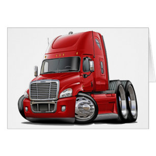 Freightliner Cascadia röd lastbil Hälsningskort