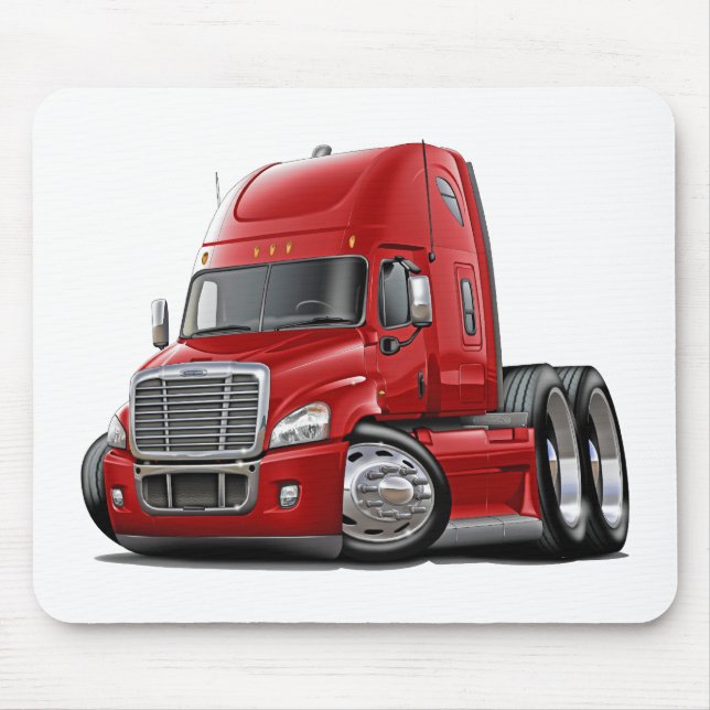 Freightliner Cascadia röd lastbil Musmatta (Framsidan)