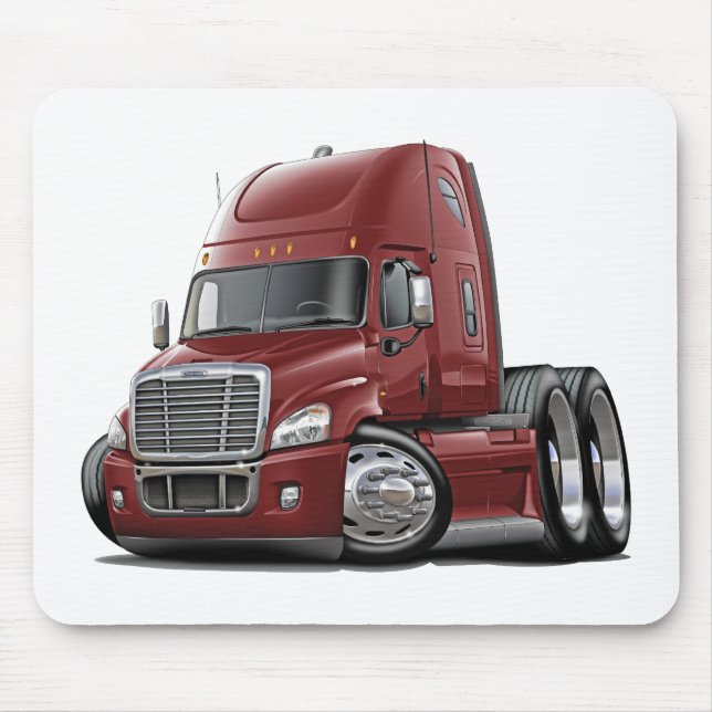 Freightliner Cascadia rödbrun lastbil Musmatta (Framsidan)