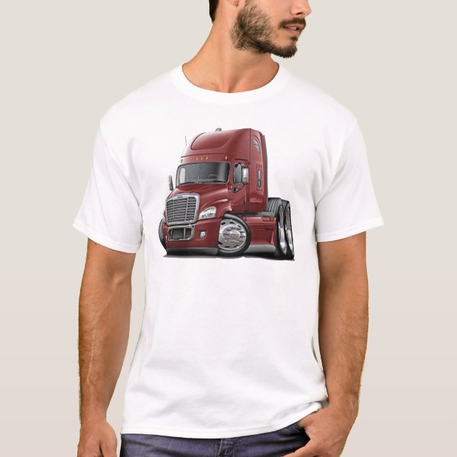 Freightliner Cascadia rödbrun lastbil T Shirt (Framsida)