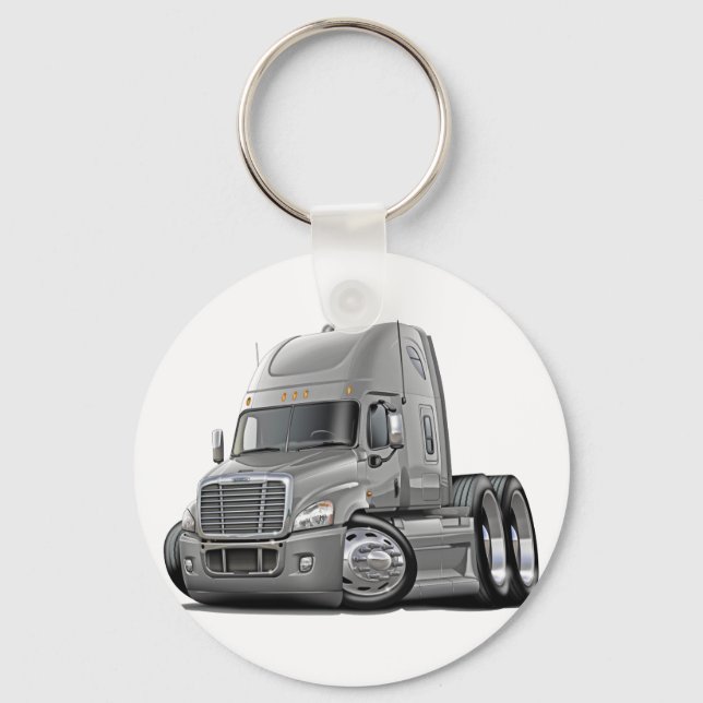 Freightliner Cascadia Silver Lastbil Nyckelring (Framsida)