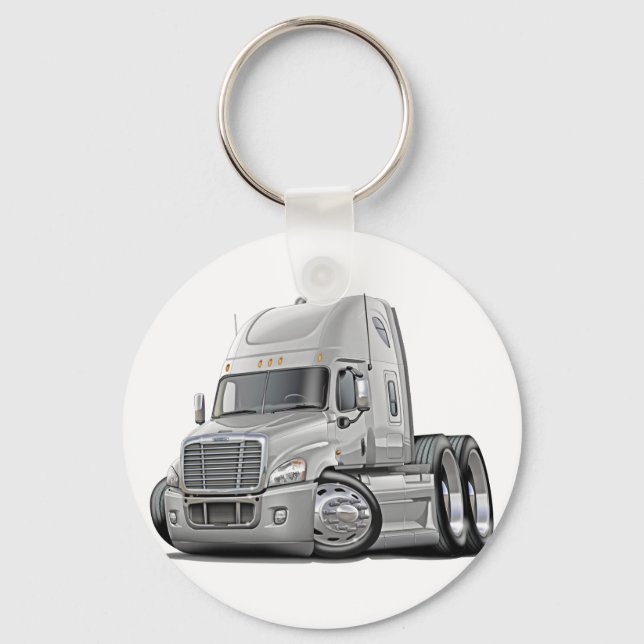 Freightliner Cascadia White Lastbil Nyckelring (Framsida)