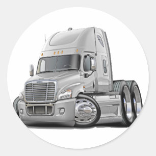 Freightliner Cascadia White Lastbil Runt Klistermärke