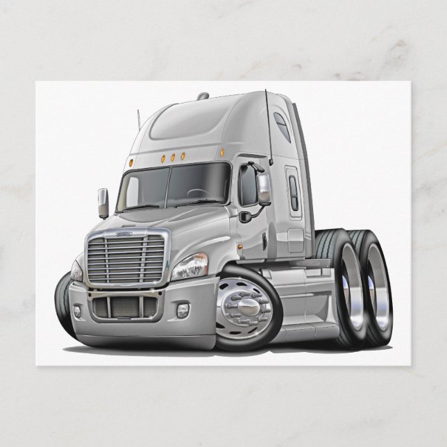 Freightliner Cascadia White Lastbil Vykort (Framsida)