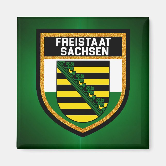 Freistaat Sachsen Flagga Magnet (Framsidan)