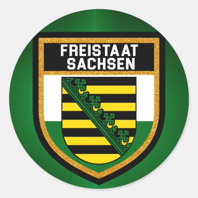 Freistaat Sachsen Flagga Runt Klistermärke (Framsida)