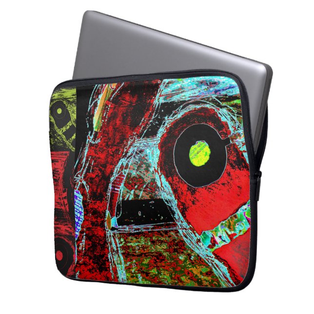 Frekvensorm – Abstrakt Energiomsluten Canvas Laptop Fodral (Framsidan Vänster)