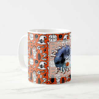 Frekvent Flyer Halloween Witch Riding Broomstick Kaffemugg
