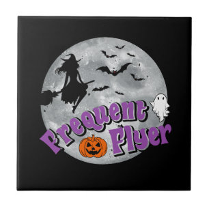 Frekvent Flyer Halloween Witch Riding Broomstick Kakelplatta