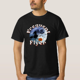 Frekvent Flyer Halloween Witch Riding Broomstick T Shirt