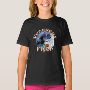 Frekvent Flyer Halloween Witch Riding Broomstick T Shirt