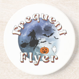 Frekvent Flyer Halloween Witch Riding Broomstick Underlägg