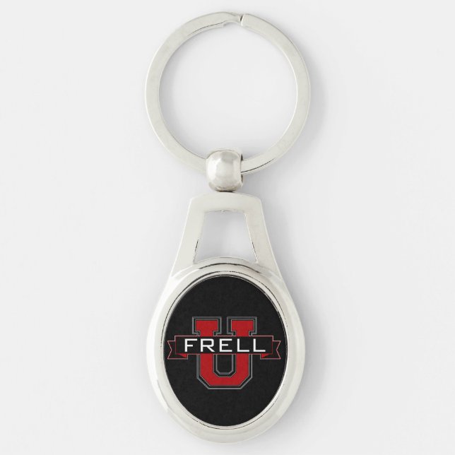 Frell U keychain Ovalt Silverfärgad Nyckelring (Framsidan)