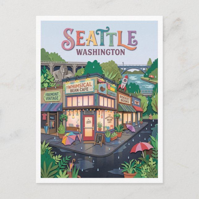 Fremont Cafe Seattle Washington Vykort (Framsida)