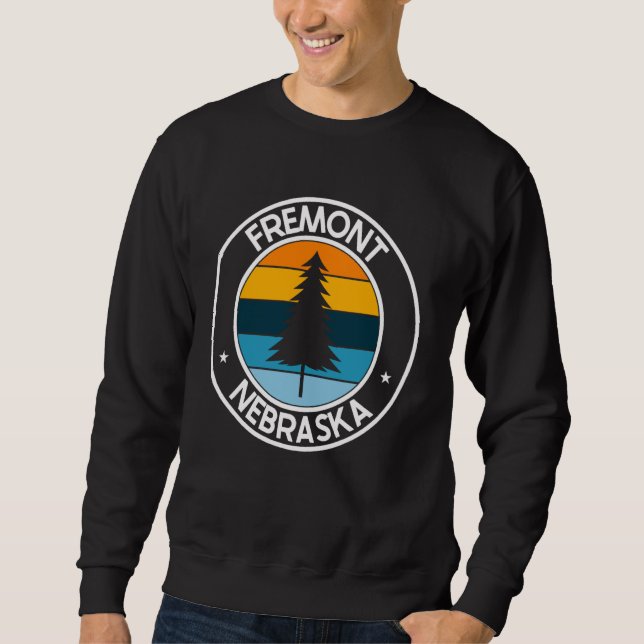 Fremont Nebraska NE USA City Pride Retro Sunset Lång Ärmad Tröja (Framsida)